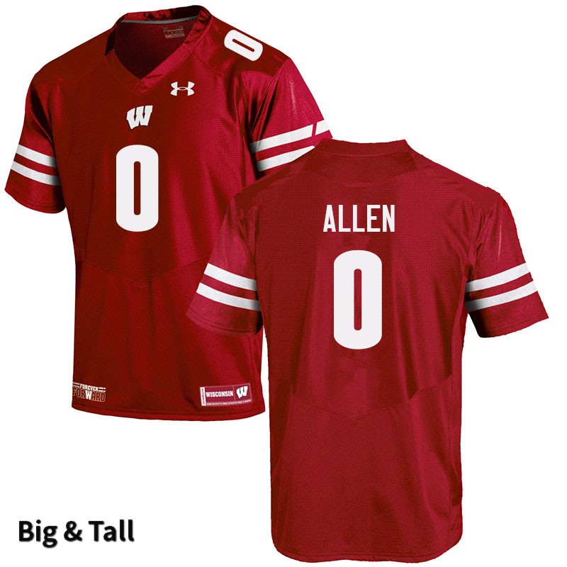Wisconsin Badgers Men's #0 Braelon Allen NCAA Under Armour Authentic Red Big & Tall College Stitched Football Jersey NY40J78LZ
